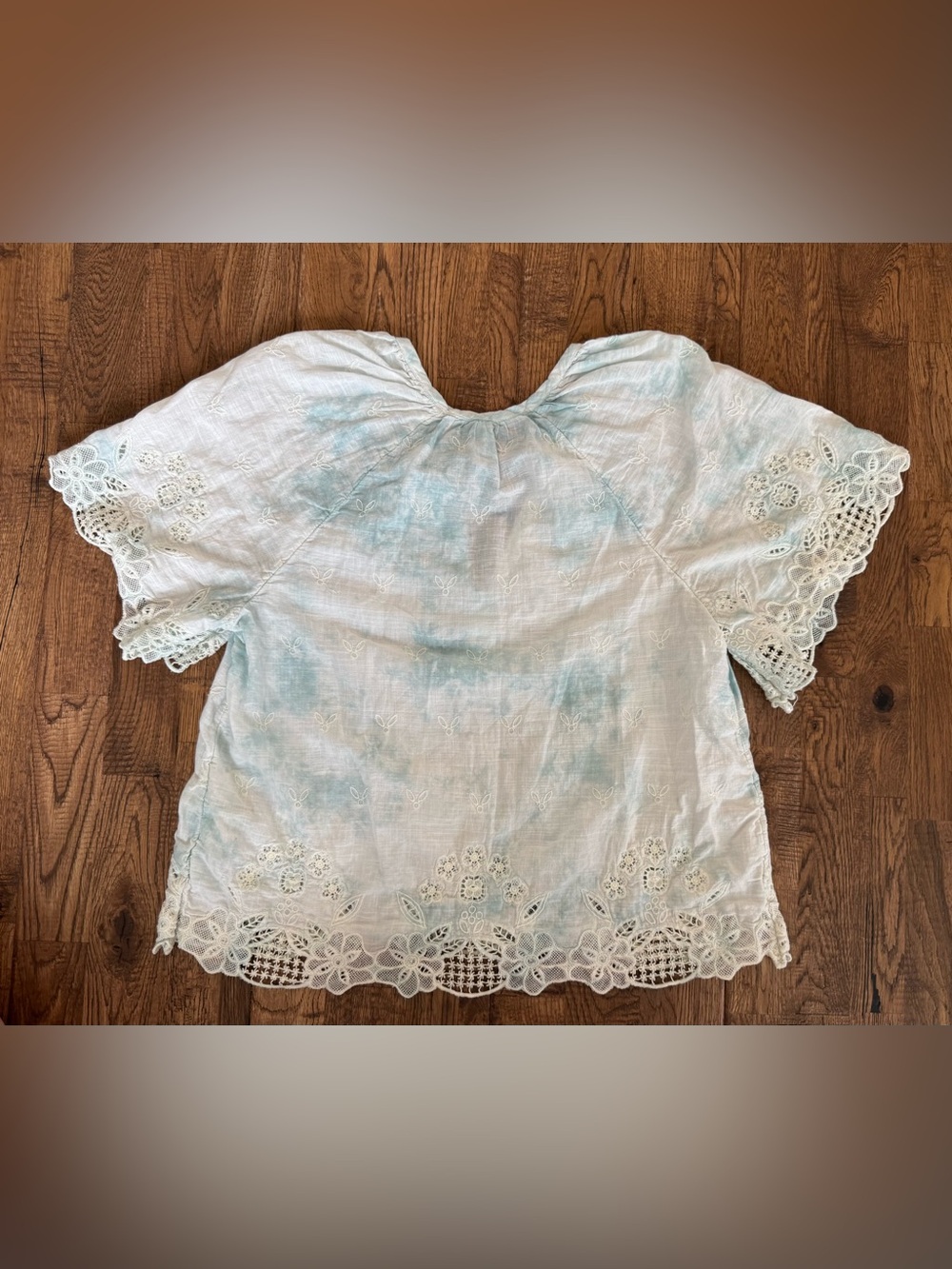 Anthropologie Tie-dye Floral Embroidered Lace Olivia Top Women's Size S C - Picture 5 of 8